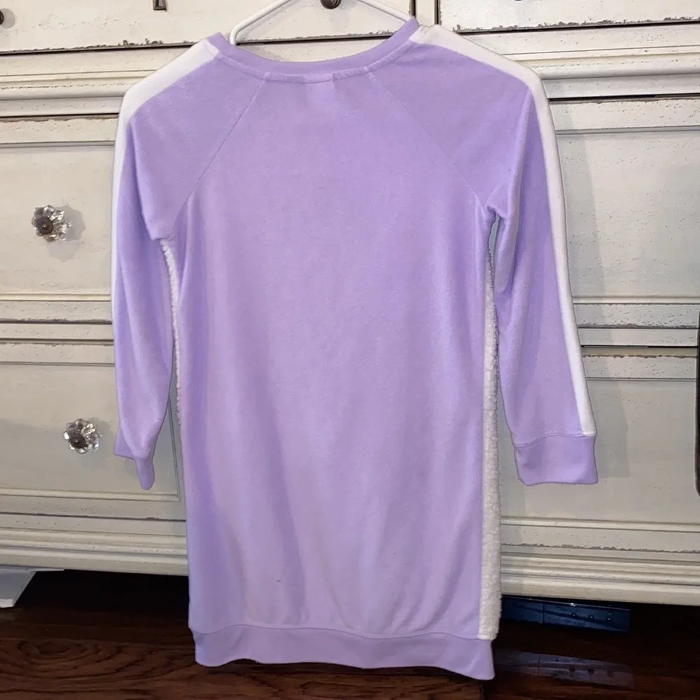 Cat & Jack light purple & furry white Sleep All Day longsleeve cozy nightgown M‌